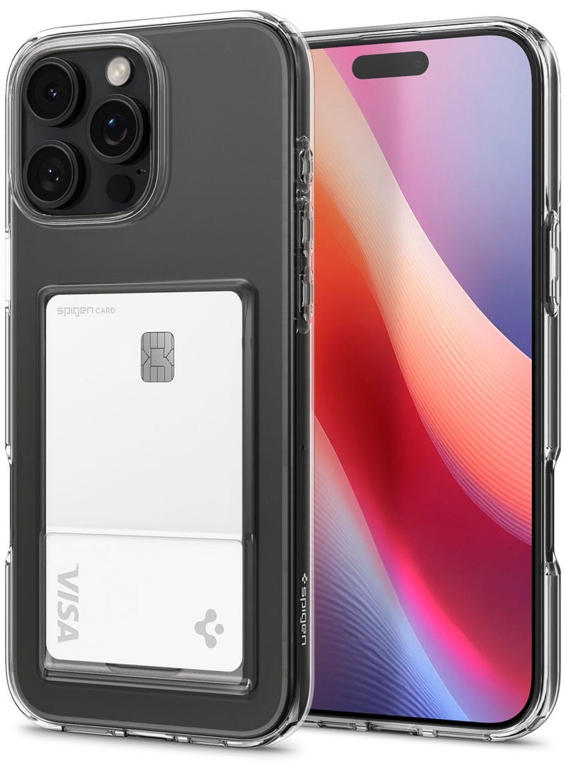 Spigen Crystal Slot iPhone 16 Pro MAX Case Cover (2024) with 1 Card Slot - Crystal Clear - Image 1