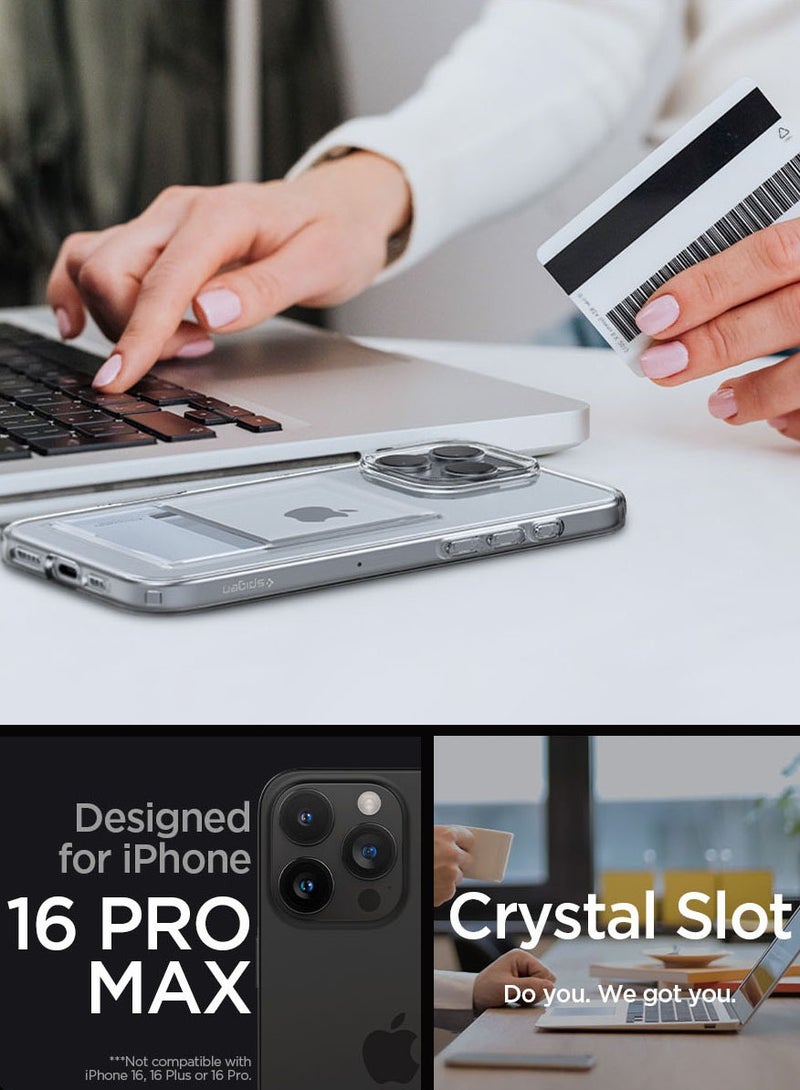 Spigen Crystal Slot iPhone 16 Pro MAX Case Cover (2024) with 1 Card Slot - Crystal Clear - Image 2
