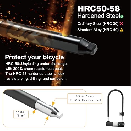 Via Velo Bike U Lock with Cable | Via Velo Heavy Duty Anti-Theft Bicycle U Lock Sold Secure Silver 15mm Shackle Inner Dim 9 x 4.5 in with 10mm x 6Ft Length Cable Security Lock for Bike Electric Bike Scooter - Image 3