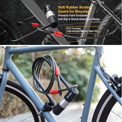 Via Velo Bike U Lock with Cable | Via Velo Heavy Duty Anti-Theft Bicycle U Lock Sold Secure Silver 15mm Shackle Inner Dim 9 x 4.5 in with 10mm x 6Ft Length Cable Security Lock for Bike Electric Bike Scooter - Image 5