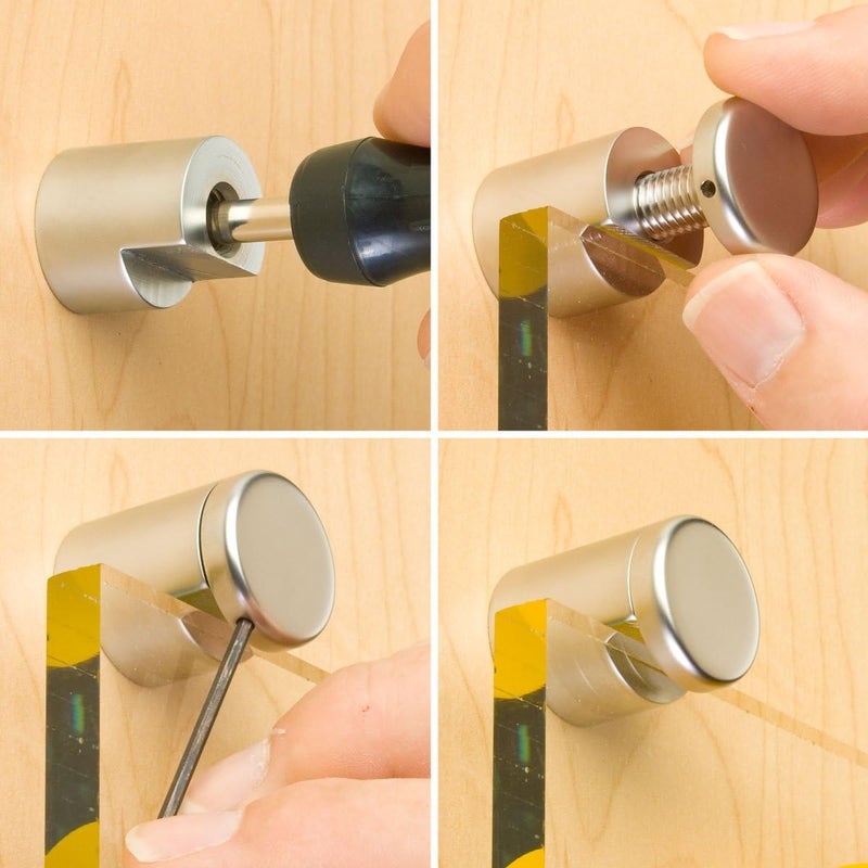 Displays2go 1 x 12 Edge Grip Standoff Screws  Satin Aluminum Edge to Hold Signs  Aluminum EG25SA500 - Image 5