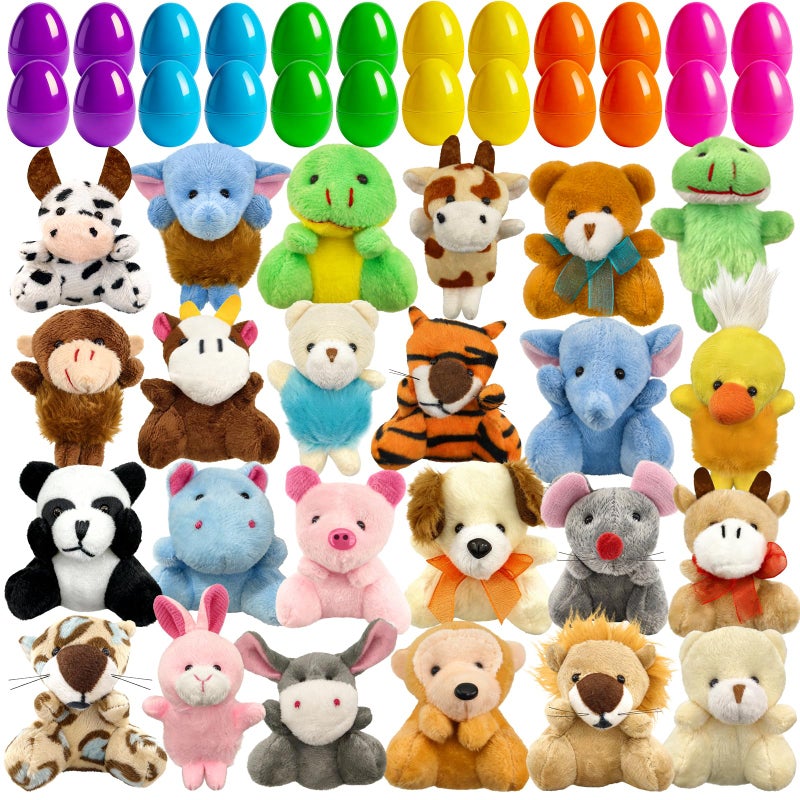 Abakuku 24 Pcs Filled Easter Eggs Plush Toy 235in Bright Colorful Eggs Prefilled with Variety Plush Toy Easter Basket Stuffers Party Favors Gift Bags - Image 3
