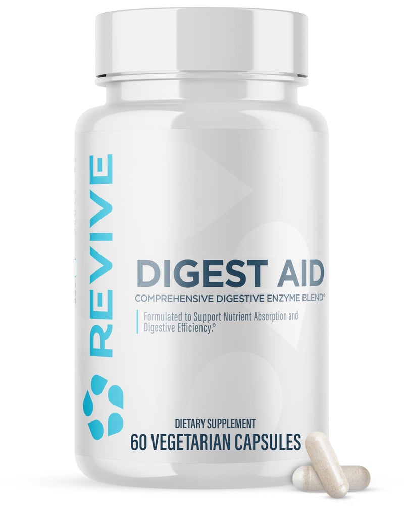 revive مكمل دعم الهضم من ريفيف MD للرجال والنساء مزيج شامل من إنزيمات الهضم مع البروبيوتيك والبريبايوتيك لصحة الأمعاء والهضم الصحي 90 كبسولة