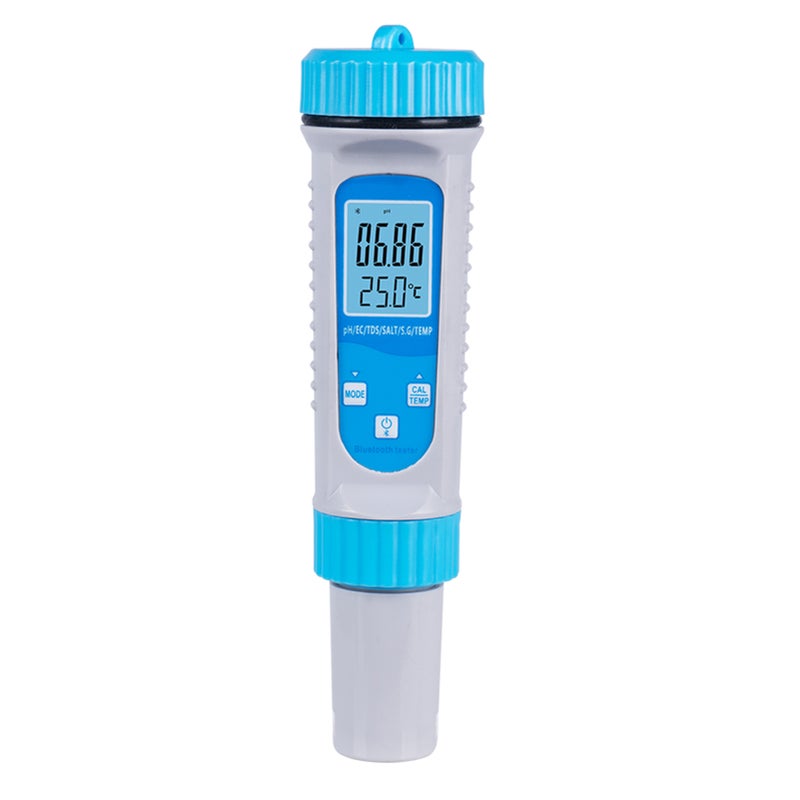 Smart BT 6 in 1 Ph Tester Pool Water PH/ EC/ TDS/ SALT/ S.G/ Temperature Tester Pool Water Quality Monitor Multifunction Water Quality Detector for Pool Drinking Water Laboratory - Image 1