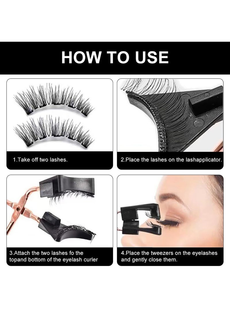 general Magnetic Eyelashes Set, Reusable Magnetic False Eyelashes Natural Double Magnet False Eyelashes No Glue Required With Tweezers - Image 4