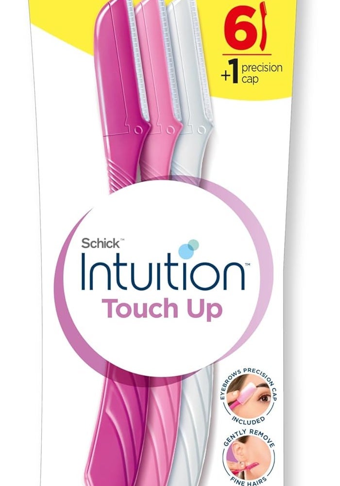 INTUITION Touch-Up Multipurpose Exfoliating Face Razor and Eyebrow Shaper - 6 Count Value Pack - Image 1