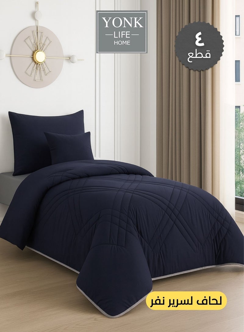 يونك مفرش صيفي مفرد من ميكروفايبر ر يناسب سرير بحجم 200 × 120سم  ،4 قطع  240 غرزة - Image 1