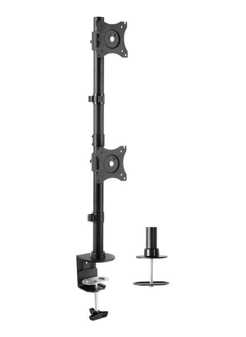 Dual Monitor Desk Mount Stand with Height Adjustment and VESA Plates for 2 LCD Ultrawide Screens up to 34 inches, Stacked Array, STAND-V002R