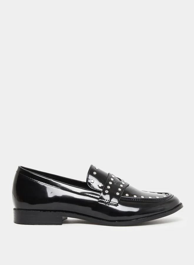Styli Styli Black Studded Loafers