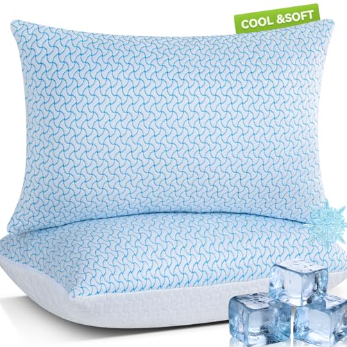 SUPA MODERN Shredded Memory Foam Pillows Queen Size Set of 2, Cooling Bed Pillow for Sleeping for Hot Sleepers, Adjustable Pilllows for Side Back and Stomach Sleepers, Neck & Shoulder Comfort Support - Image 1