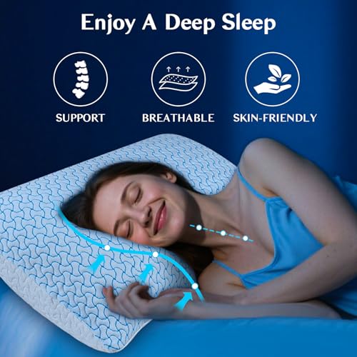 SUPA MODERN Shredded Memory Foam Pillows Queen Size Set of 2, Cooling Bed Pillow for Sleeping for Hot Sleepers, Adjustable Pilllows for Side Back and Stomach Sleepers, Neck & Shoulder Comfort Support - Image 5