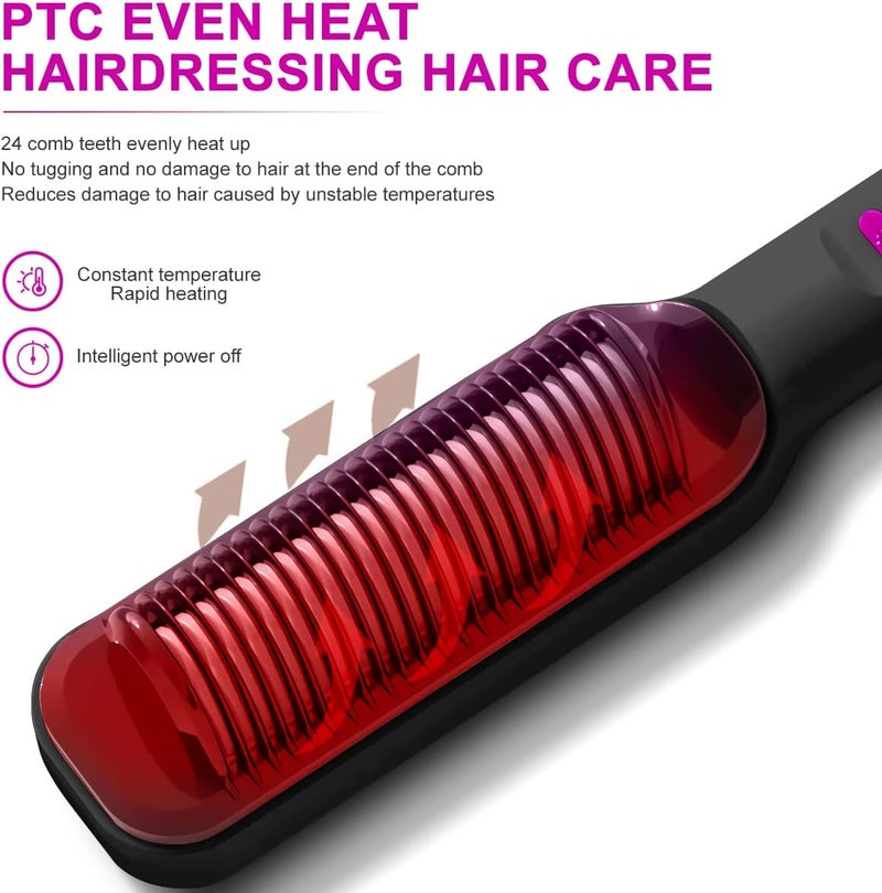 Aerbee Hair Straightener Brush, 2 in 1 Hair Straightening Iron and Curler with LCD Display & Built-in Comb, Anti-Scald Straightening Comb Curling Iron for All Hairstyles, Gift for Girls Women - Image 3