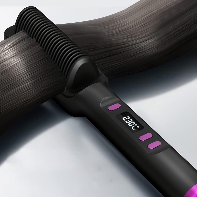 Aerbee Hair Straightener Brush, 2 in 1 Hair Straightening Iron and Curler with LCD Display & Built-in Comb, Anti-Scald Straightening Comb Curling Iron for All Hairstyles, Gift for Girls Women - Image 2