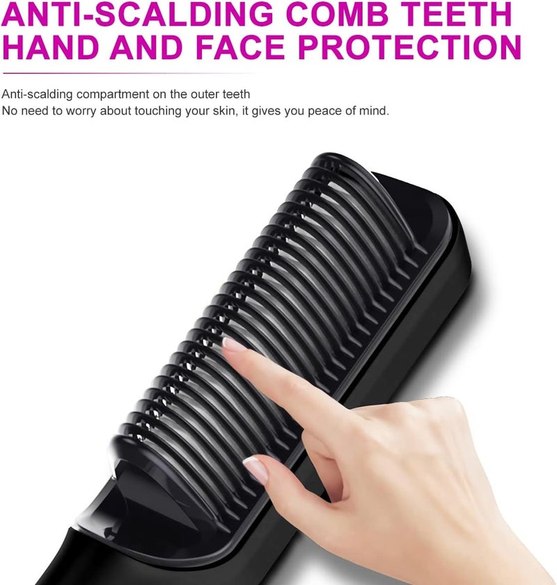 Aerbee Hair Straightener Brush, 2 in 1 Hair Straightening Iron and Curler with LCD Display & Built-in Comb, Anti-Scald Straightening Comb Curling Iron for All Hairstyles, Gift for Girls Women - Image 4