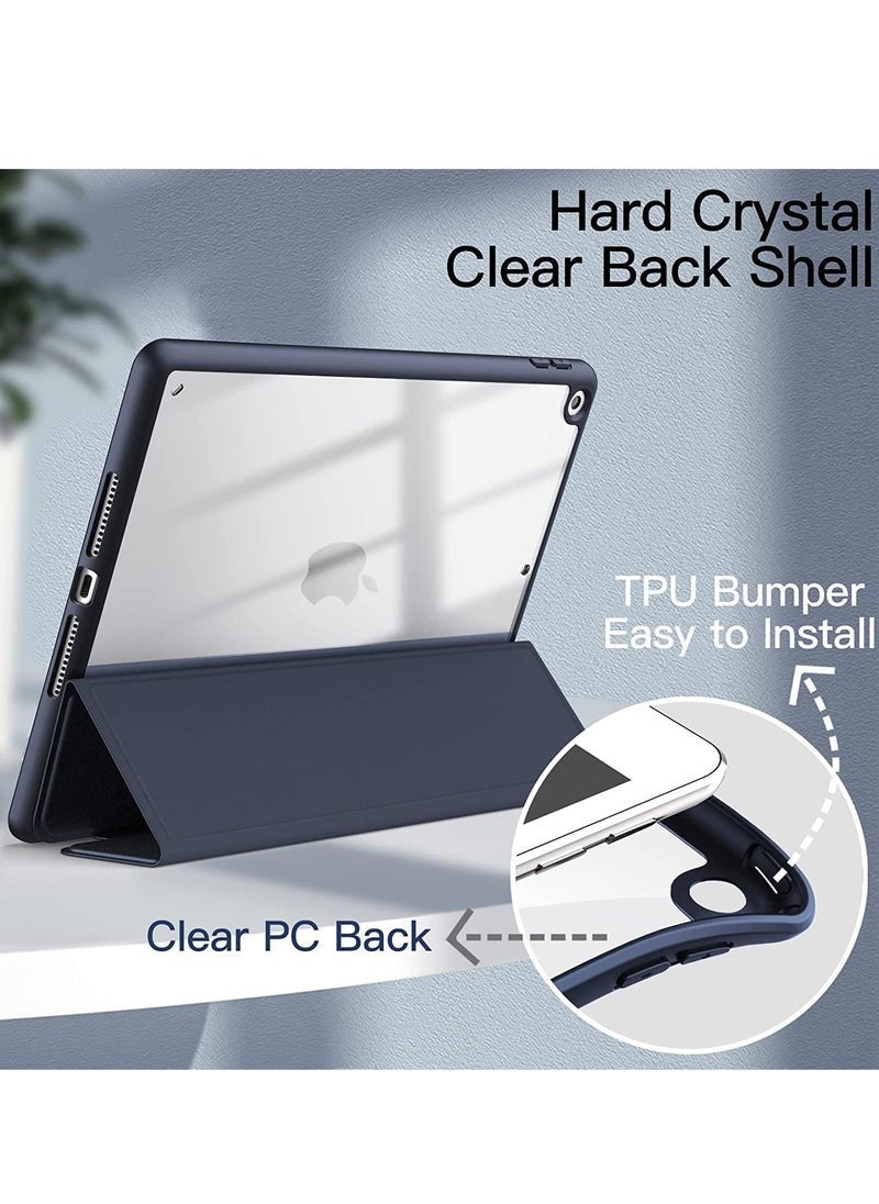 SmartGrist Case Compatible with iPad 10.2-Inch (9th/8th/7th Generation, 2021/2020/2019) – Slim Shockproof Stand Cover with Pencil Holder, Clear Transparent Back Shell (Navy Blue) - Image 4