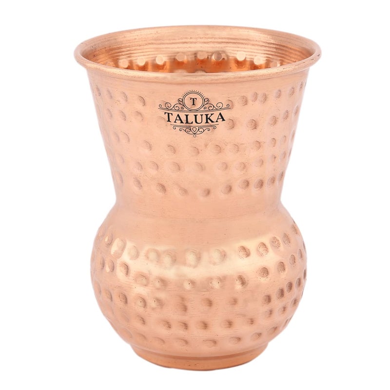 Taluka 3 x 45 inches Pure Copper Round Bottom Hammered Water Serving Purpose Copper Glass Home Hotel Drinkware Good Health Benefits Yoga Ayurveda - Image 1