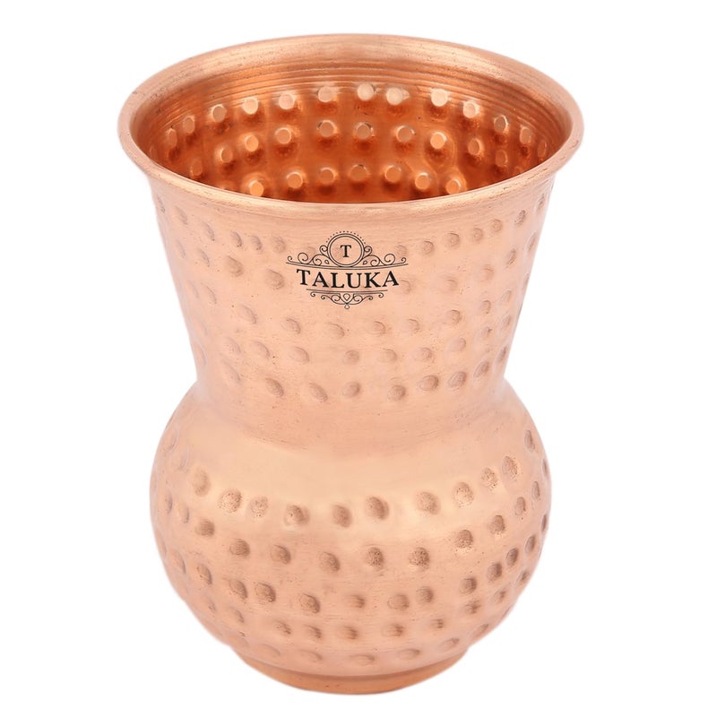 Taluka 3 x 45 inches Pure Copper Round Bottom Hammered Water Serving Purpose Copper Glass Home Hotel Drinkware Good Health Benefits Yoga Ayurveda - Image 2