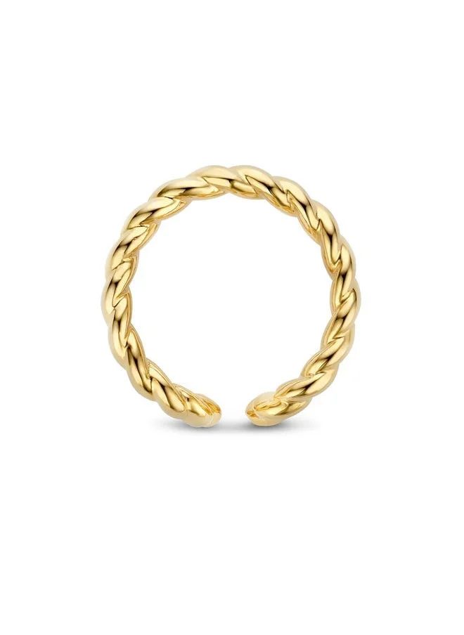 CERRUTI 1881 Iconic Gold Plated Stainless Steel Twisted Cable Ring For Women