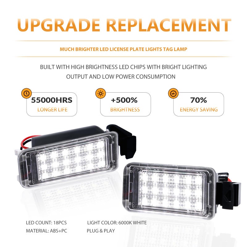 DERMOKA LED License Plate Light For 2010-2013 Chevy Camaro Tag Lamp Assembly, 6000K White 2PCS - Image 2