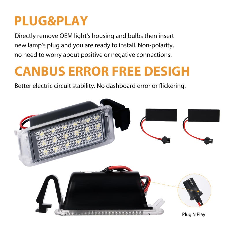 DERMOKA LED License Plate Light For 2010-2013 Chevy Camaro Tag Lamp Assembly, 6000K White 2PCS - Image 3