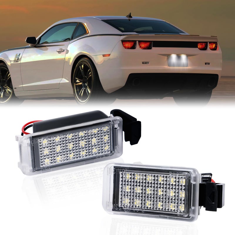 DERMOKA LED License Plate Light For 2010-2013 Chevy Camaro Tag Lamp Assembly, 6000K White 2PCS - Image 1
