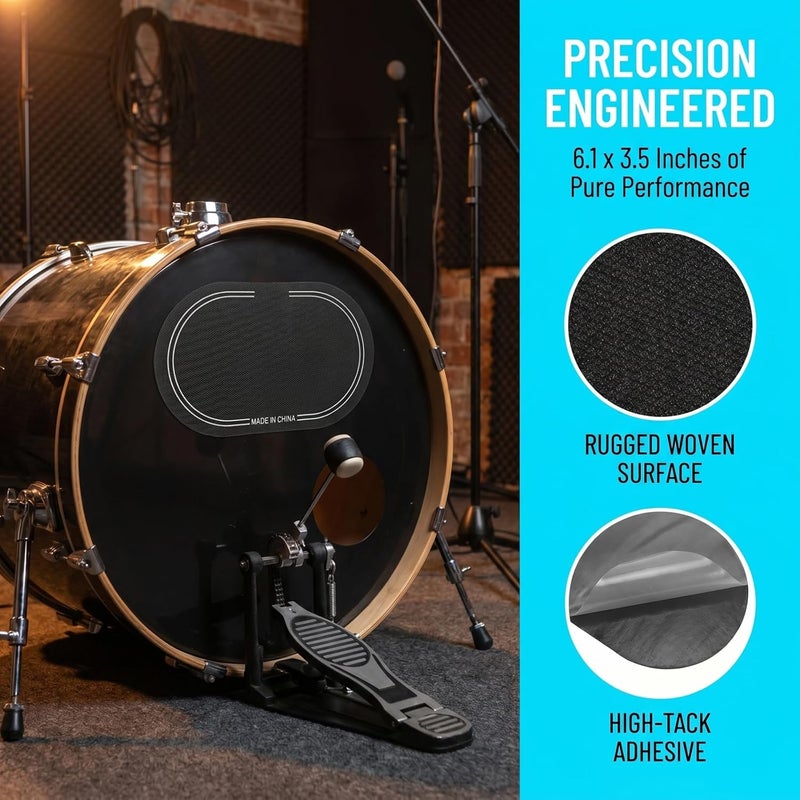 SUPVOX 2 Pcs Bass Drum Single Pedal Patch: 6.1 x 3.5 Inch Self-adhesive Drumhead Mute Pad - Percussion Instrument Accessories, Black Drum Patch for Replacement Kick Drum - Image 4