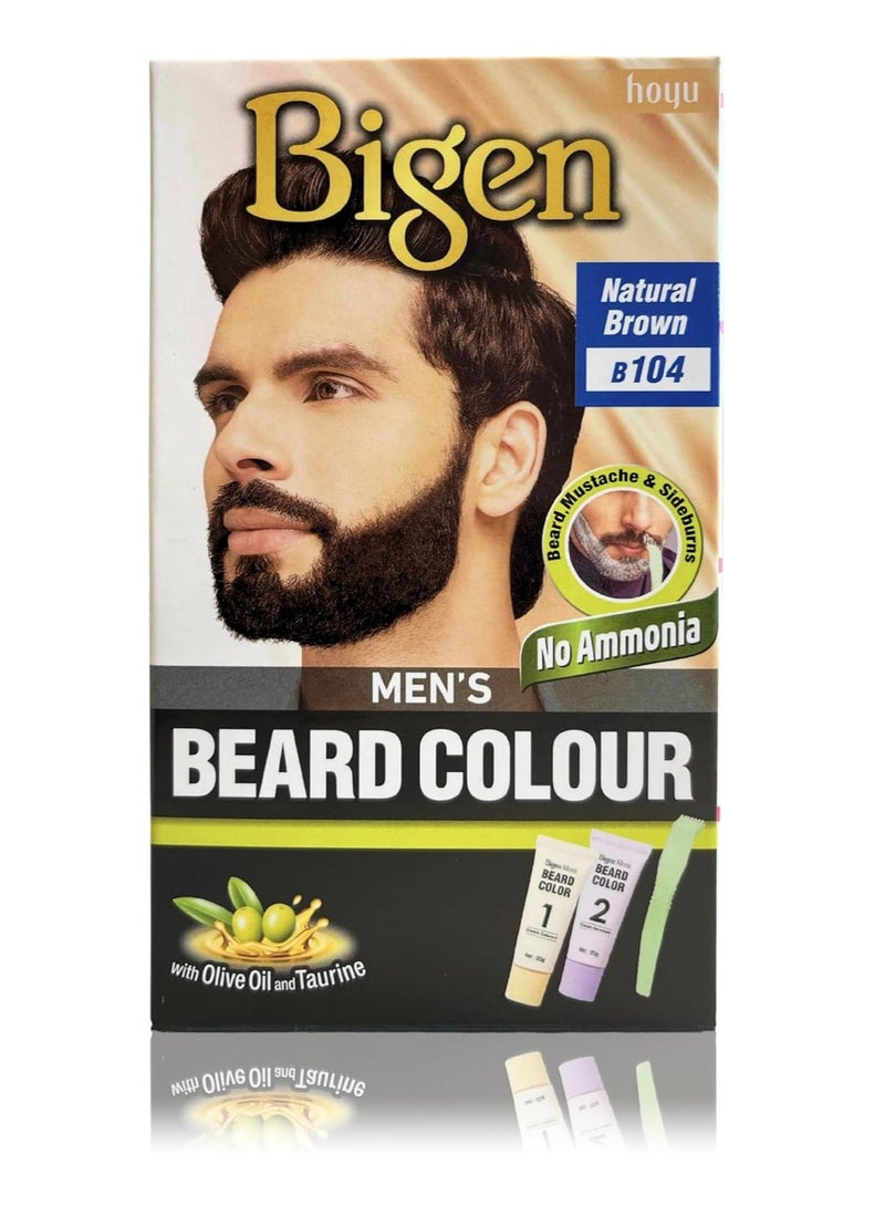 Bigen Men's Beard Colour No Ammonia Formula with Aloe Extract & Olive Oil - 104 Natural Brown - Image 1