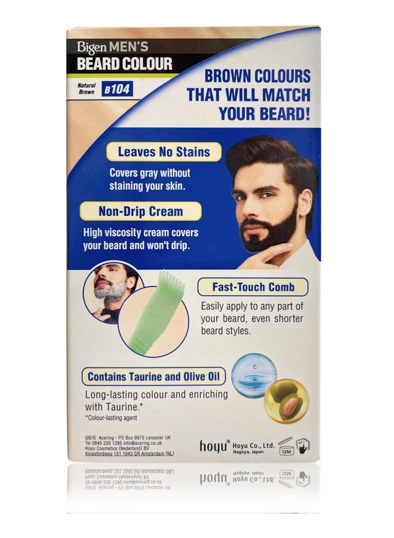 Bigen Men's Beard Colour No Ammonia Formula with Aloe Extract & Olive Oil - 104 Natural Brown - Image 3