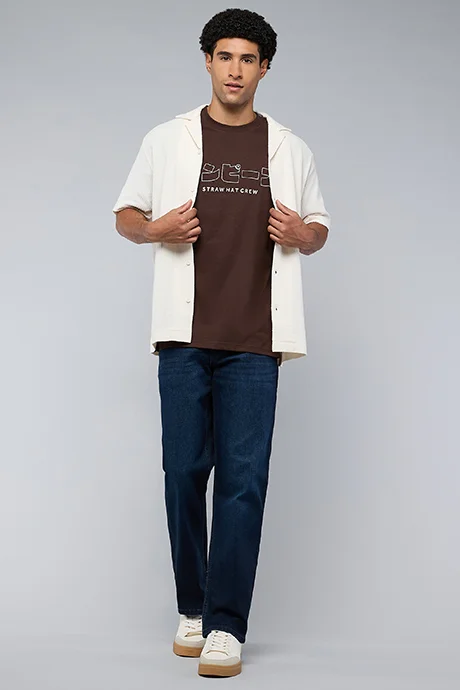 R&b Printed T-Shirt with Crew Neck and Short Sleeves