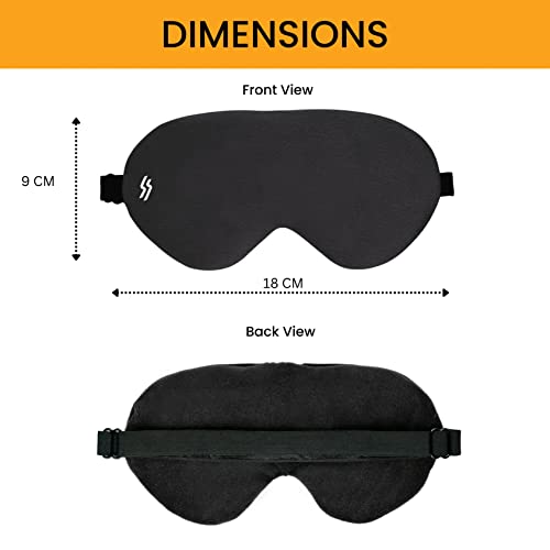 Tressential Fabric Super Soft Travel Sleep Eye Mask Or Blindfold With Adjustable Strap For Men, Women & Kids|Used For Sleeping, Traveling, Relaxation, Meditation, Blind Fold (Black) - Image 3