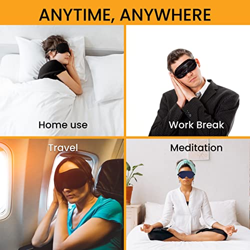 Tressential Fabric Super Soft Travel Sleep Eye Mask Or Blindfold With Adjustable Strap For Men, Women & Kids|Used For Sleeping, Traveling, Relaxation, Meditation, Blind Fold (Black) - Image 5