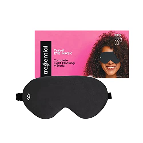 Tressential Fabric Super Soft Travel Sleep Eye Mask Or Blindfold With Adjustable Strap For Men, Women & Kids|Used For Sleeping, Traveling, Relaxation, Meditation, Blind Fold (Black) - Image 1