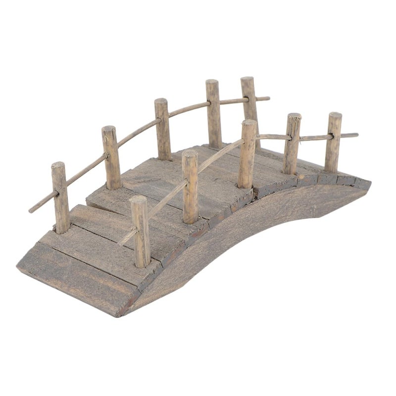 Miniature Wooden Arch Bridge Decor for Dollhouse Garden Scenery Lightweight Brown - Image 2