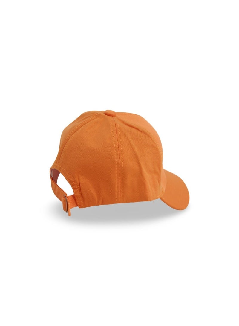 Fancy Unisex Cotton Cap – Orange with Smile Embroidery - Image 2