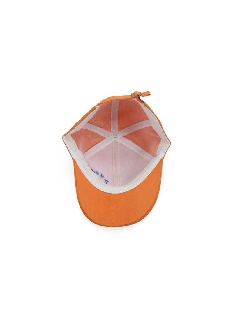 Fancy Unisex Cotton Cap – Orange with Smile Embroidery - Image 3