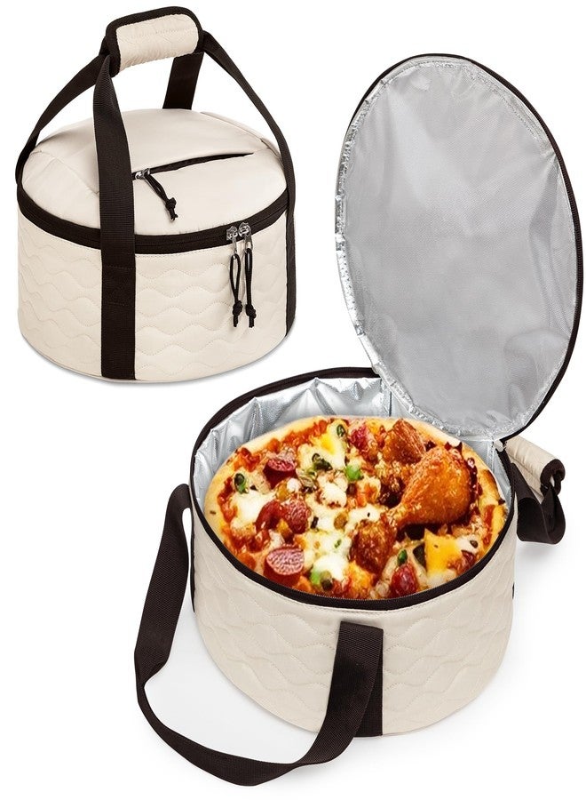 Trunab Round Insulated Casserole Carrier, Pie Carriers for Transport, Casserole Carriers for Hot or Cold Food, Round Lunch Box for Picnics, Camping, Party, with Extra Pocket for Cutlery - Image 1