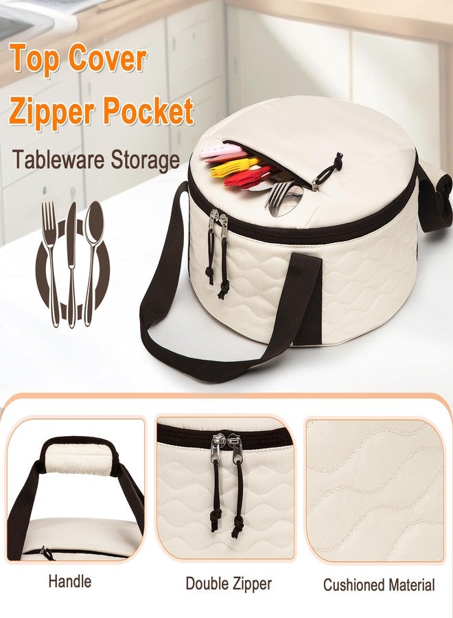 Trunab Round Insulated Casserole Carrier, Pie Carriers for Transport, Casserole Carriers for Hot or Cold Food, Round Lunch Box for Picnics, Camping, Party, with Extra Pocket for Cutlery - Image 4
