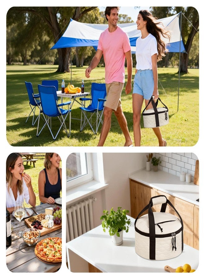 Trunab Round Insulated Casserole Carrier, Pie Carriers for Transport, Casserole Carriers for Hot or Cold Food, Round Lunch Box for Picnics, Camping, Party, with Extra Pocket for Cutlery - Image 5