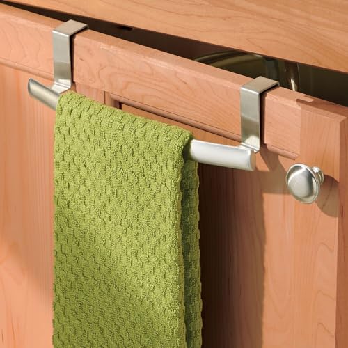 InterDesign iDesign Axis Curved Over-the-Cabinet Kitchen Bar Holder for Dish and Hand Towels, Pot Holders, 9.75" x 2.75" x 2.5" - Brushed Stainless Steel - Image 5
