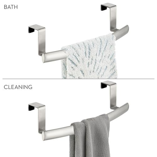 InterDesign iDesign Axis Curved Over-the-Cabinet Kitchen Bar Holder for Dish and Hand Towels, Pot Holders, 9.75" x 2.75" x 2.5" - Brushed Stainless Steel - Image 3