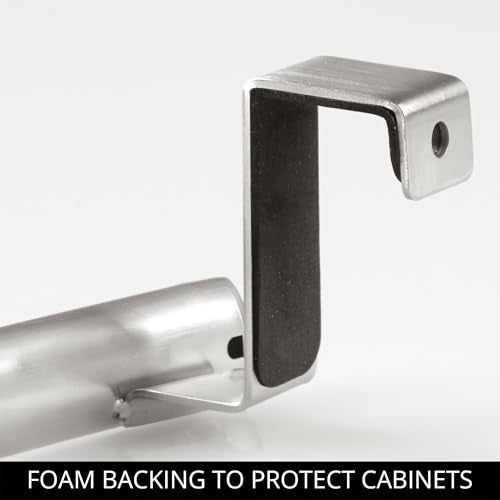 InterDesign iDesign Axis Curved Over-the-Cabinet Kitchen Bar Holder for Dish and Hand Towels, Pot Holders, 9.75" x 2.75" x 2.5" - Brushed Stainless Steel - Image 4