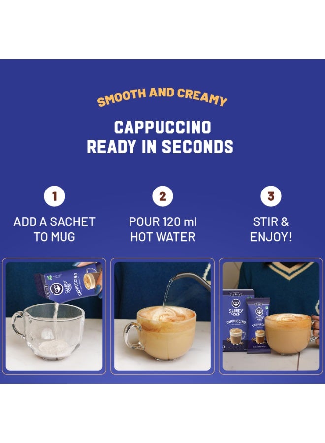 Sleepy Owl Cappuccino Instant Coffee Premix Sachets | 3 in 1 Coffee Sachet | Frothy & Creamy Cafe-Style Coffee at Home | All in One Premix Coffee Sachet Just Add Hot Water | 100g (5 Sachets x 20g) - Image 4