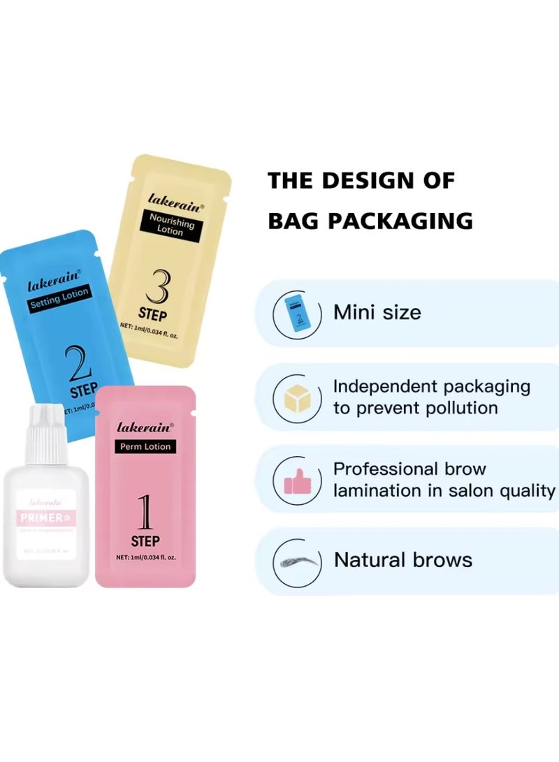 lakerain طقم تثبيت الحواجب الاحترافي تأثير رفع الحواجب الفوري طقم تثبيت الحواجب DIY مع برايمر ولوسيون مغذي مع ماسكارا وأداة تطبيق لرفع الحواجب - Image 4