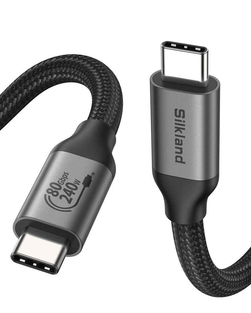 Silkland 80Gbps USB 4 for Thunderbolt 5 Cable, [USB-IF Certified] 120Gbps Bandwidth for 16K/Dual 8K, 240W Charging, High Speed USB C Cable Compatible Thunderbolt 4, MacBook,iPhone 17, Mac Mini,SSD,4FT - Image 1