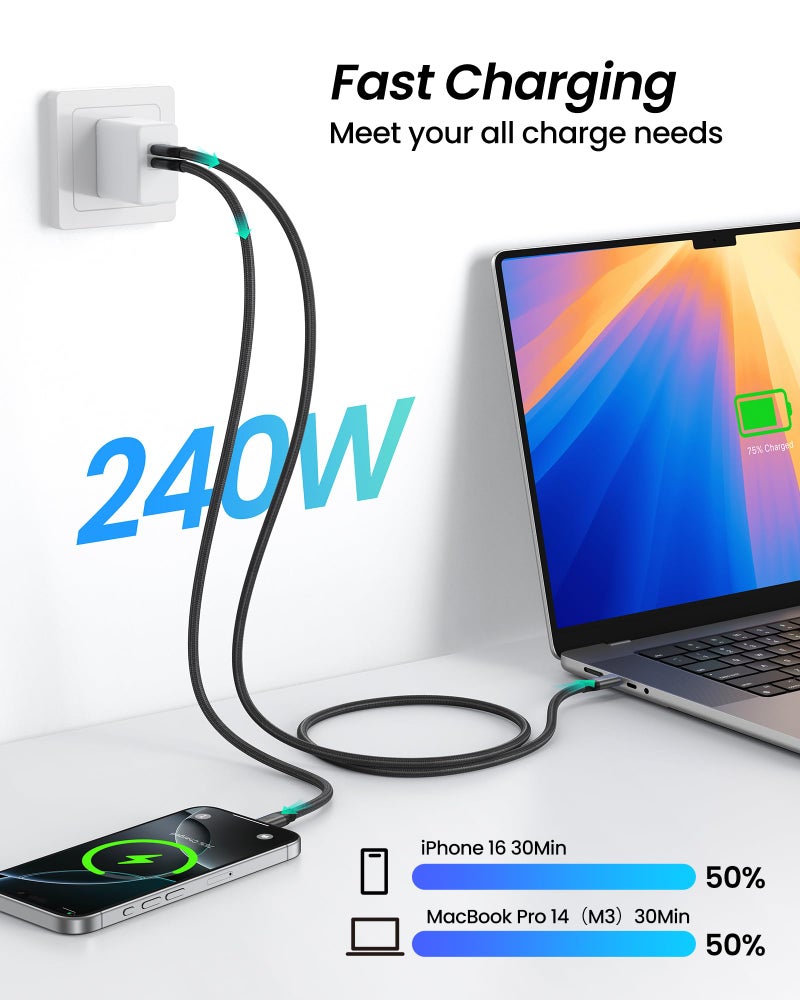 Silkland 80Gbps USB 4 for Thunderbolt 5 Cable, [USB-IF Certified] 120Gbps Bandwidth for 16K/Dual 8K, 240W Charging, High Speed USB C Cable Compatible Thunderbolt 4, MacBook,iPhone 17, Mac Mini,SSD,4FT - Image 4