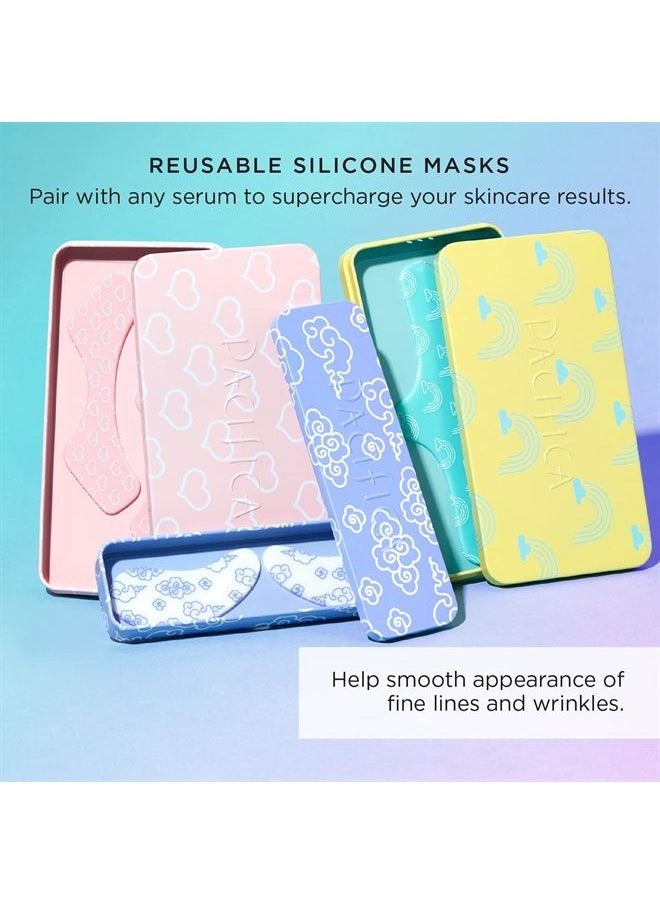 Pacifica Beauty | Reusable Undereye Mask | 100% Silicone | Vacuum Seal & Lifting Effect | Minimize Fine Lines + Wrinkles | Pair with Serum | Storage Tin Included | Vegan + Cruelty Free 
