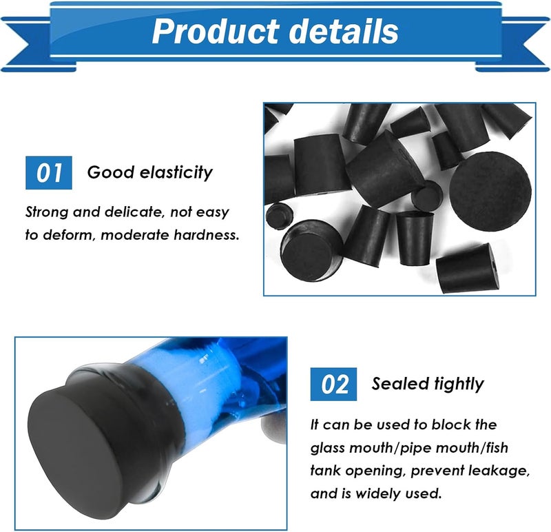 Eoppen 24Pcs Solid Rubber Stopper 11 Assorted Sizes 000# - 8# for Flask, Plug Holes, Lab Seal Rubber Stoppers - Image 4