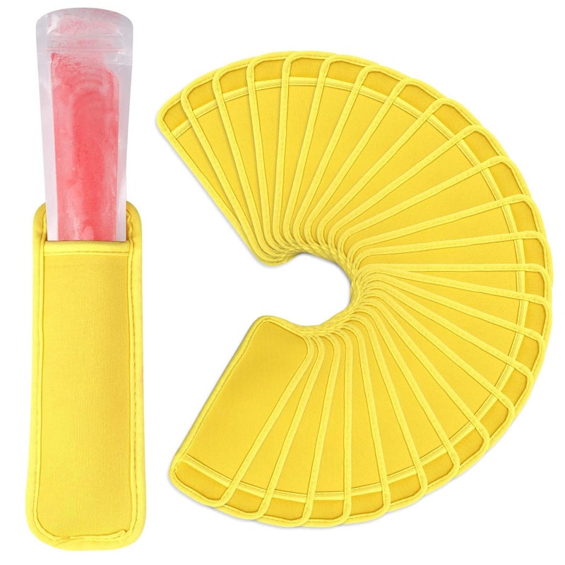 JANYUN JANYUN 24 Pack Reusable Popsicle Bags Ice Pop Sleeves Antifreezing Holder Sleeves Yellow