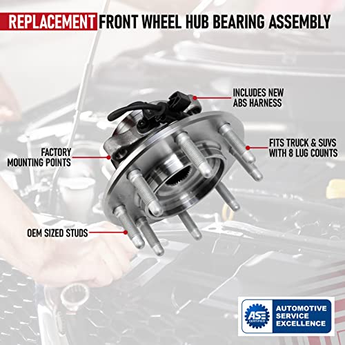 AA Ignition Front Wheel Hub Bearing Assembly - Compatible with Chevy, GMC & Hummer - 4WD Silverado 1500, Classic, Suburban, Sierra 1500 HD, 2500 HD, Yukon XL, H2 - Replaces 515058,15042868, 15104582, 15112411 - Image 4