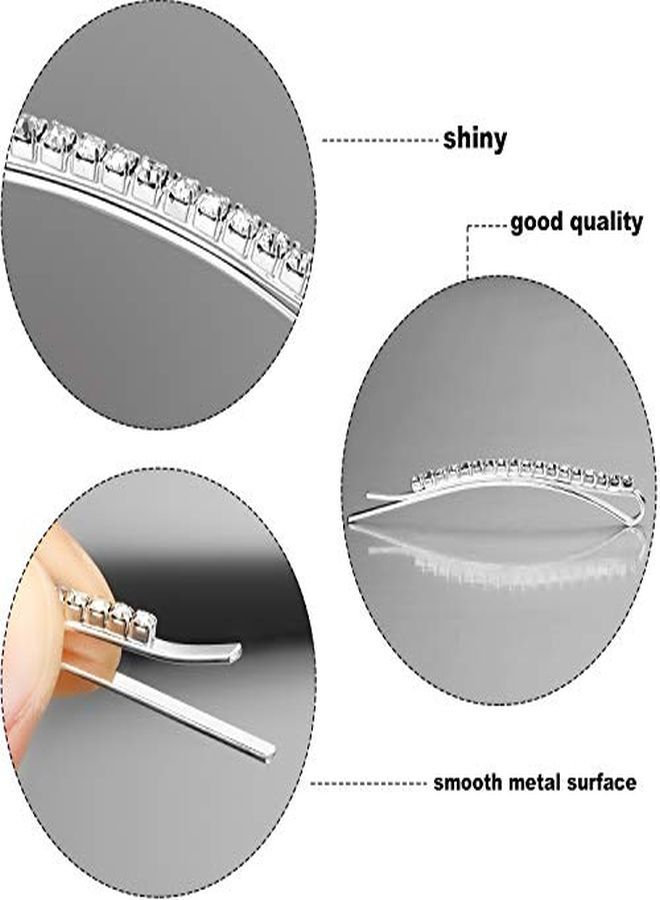 TecUnite 16 قطعة دبابيس شعر معدنية مزينة بالأحجار الكريمة، دبابيس شعر كريستالية واضحة للنساء والفتيات (اللون 1) - Image 3